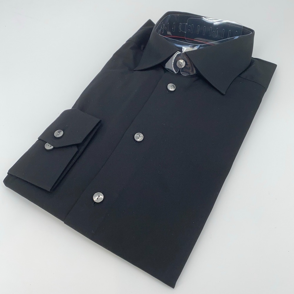 Eton‎ Dress Shirt Men's 15-38 Black Formal Contemporary Fit Collared Button Up